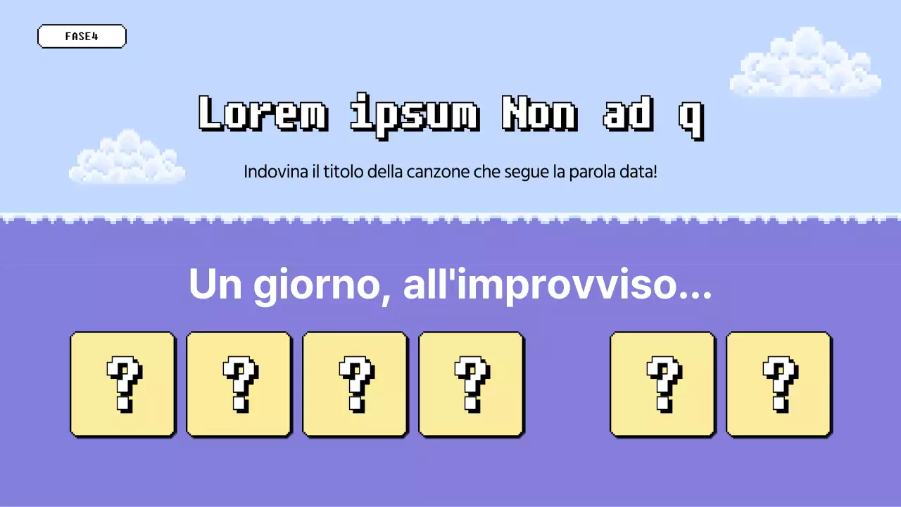 Gioco a quiz del laboratorio con un'atmosfera pixelata blu e gialla