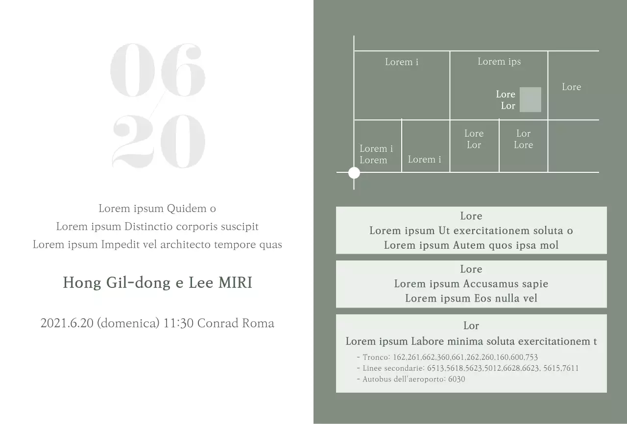 Cartolina verde per inviti di matrimonio