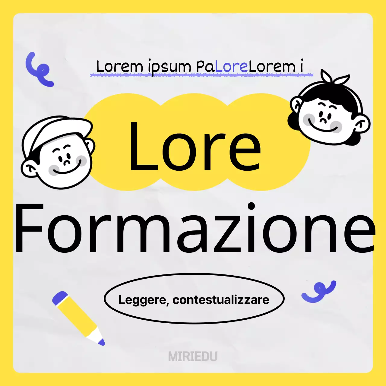 Promuovere la formazione all'alfabetizzazione con un concetto di scarabocchio kitsch giallo-blu