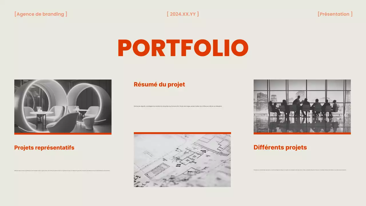 Un briefing d'agence de marque orange et chic