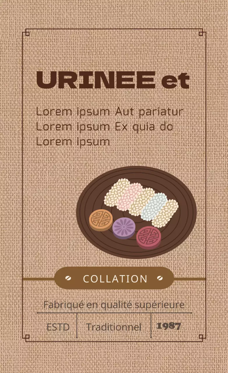 Étiquettes de médicaments et d'aliments illustrées en brun