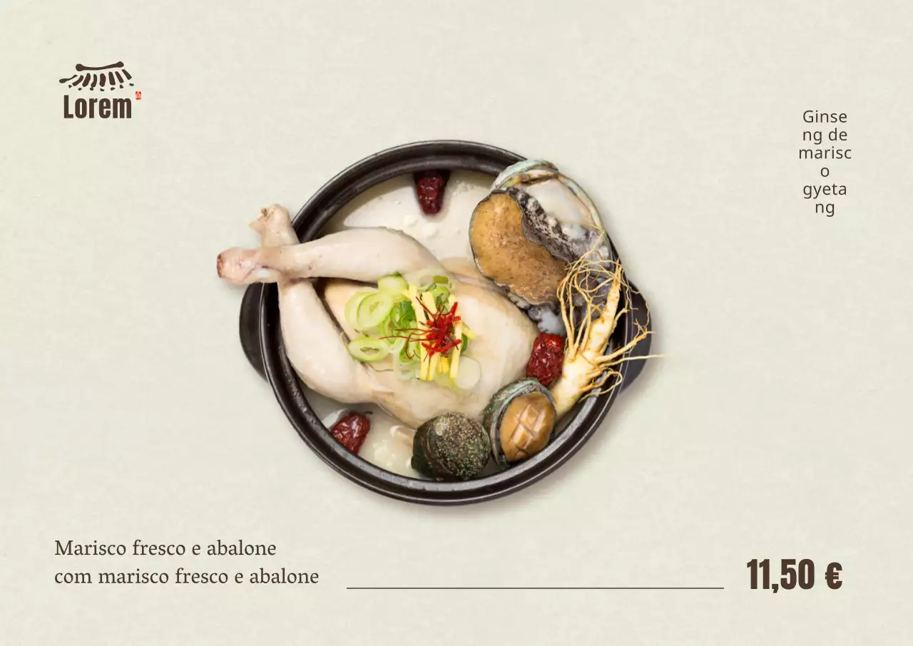 Cartaz da rua Samgyetang de marisco simples