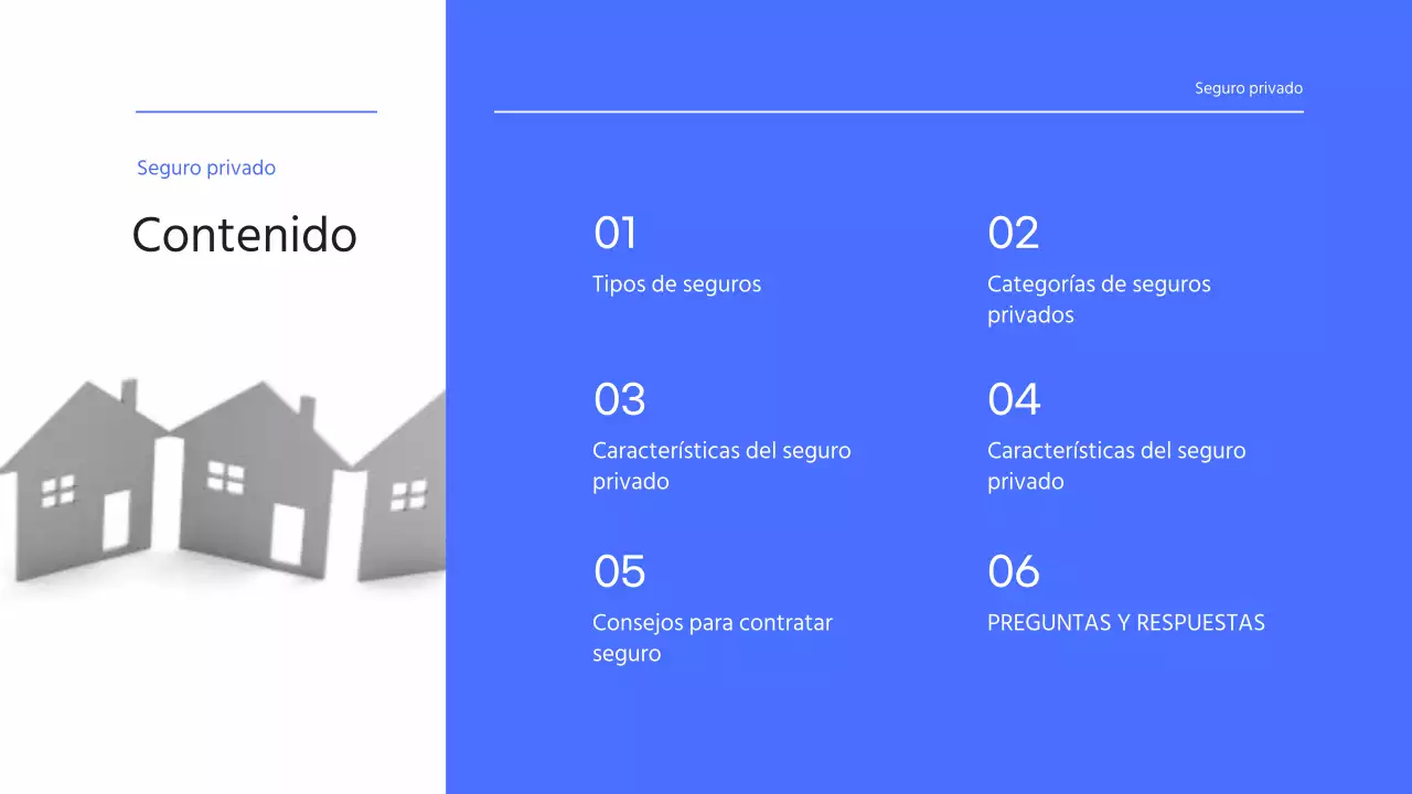 Una sencilla presentación de seguros en azul y azul claro