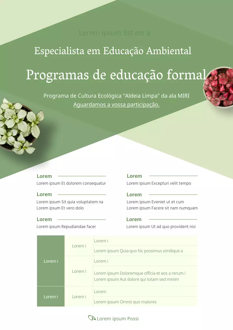 Cartaz de recrutamento verde e limpo para eco-educadores