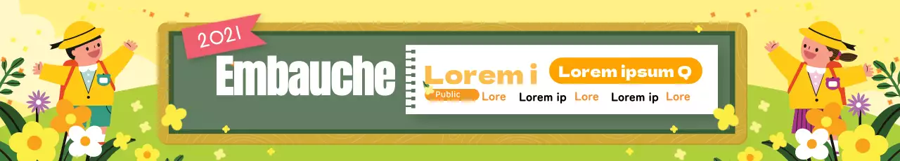 Illustration jaune mignonne recrutement préscolaire promotion de l'école maternelle