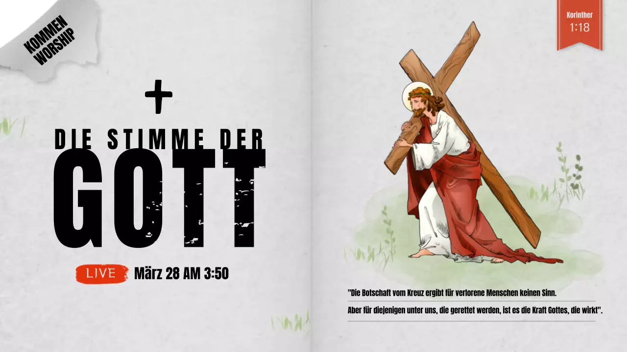 Religiöse YouTube-Miniaturansicht für die Passionswoche mit grauem Hintergrund Bibel-Buch-Konzept