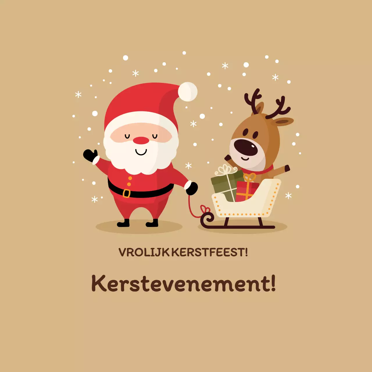 Rood beige leuke illustratie kerst evenement label