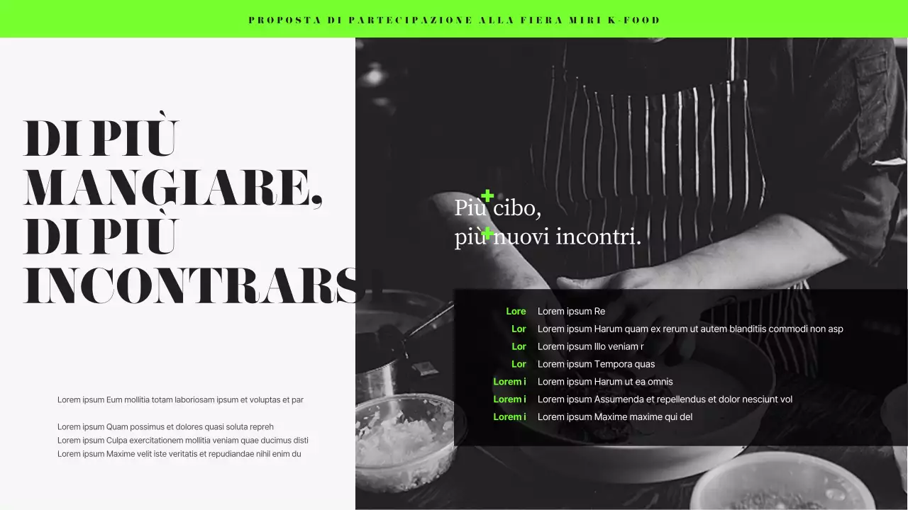 Proposta aziendale di fiera alimentare moderna in nero e chartreuse