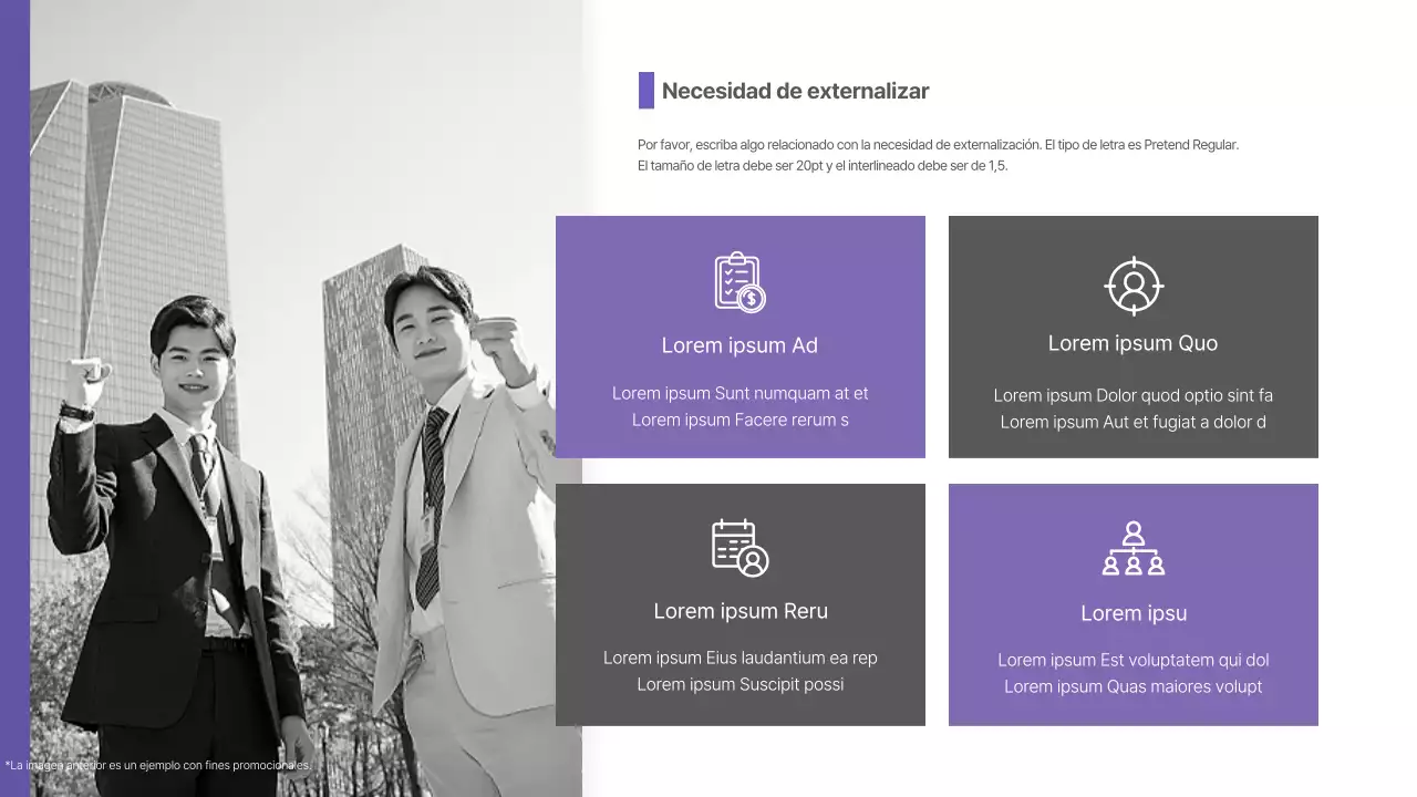 Propuesta de servicios de externalización de personal en púrpura y gris Empresas B2B Headhunting Recruitment Corporate Contingent Worker Dispatch