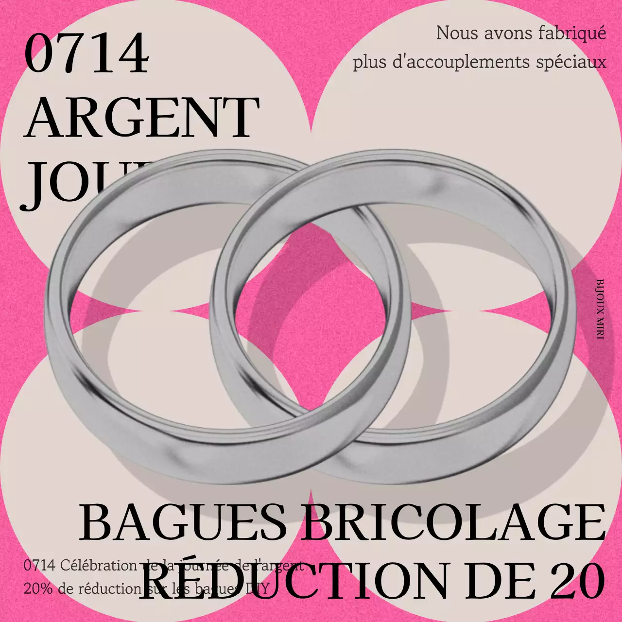 Vente de la journée de l'argent avec des accouplements argentés sur fond rose et beige