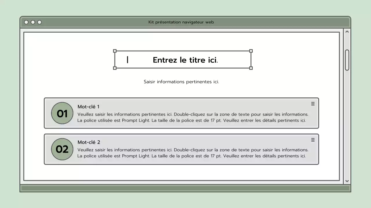 Kit de présentation avec un concept de navigateur bleu clair