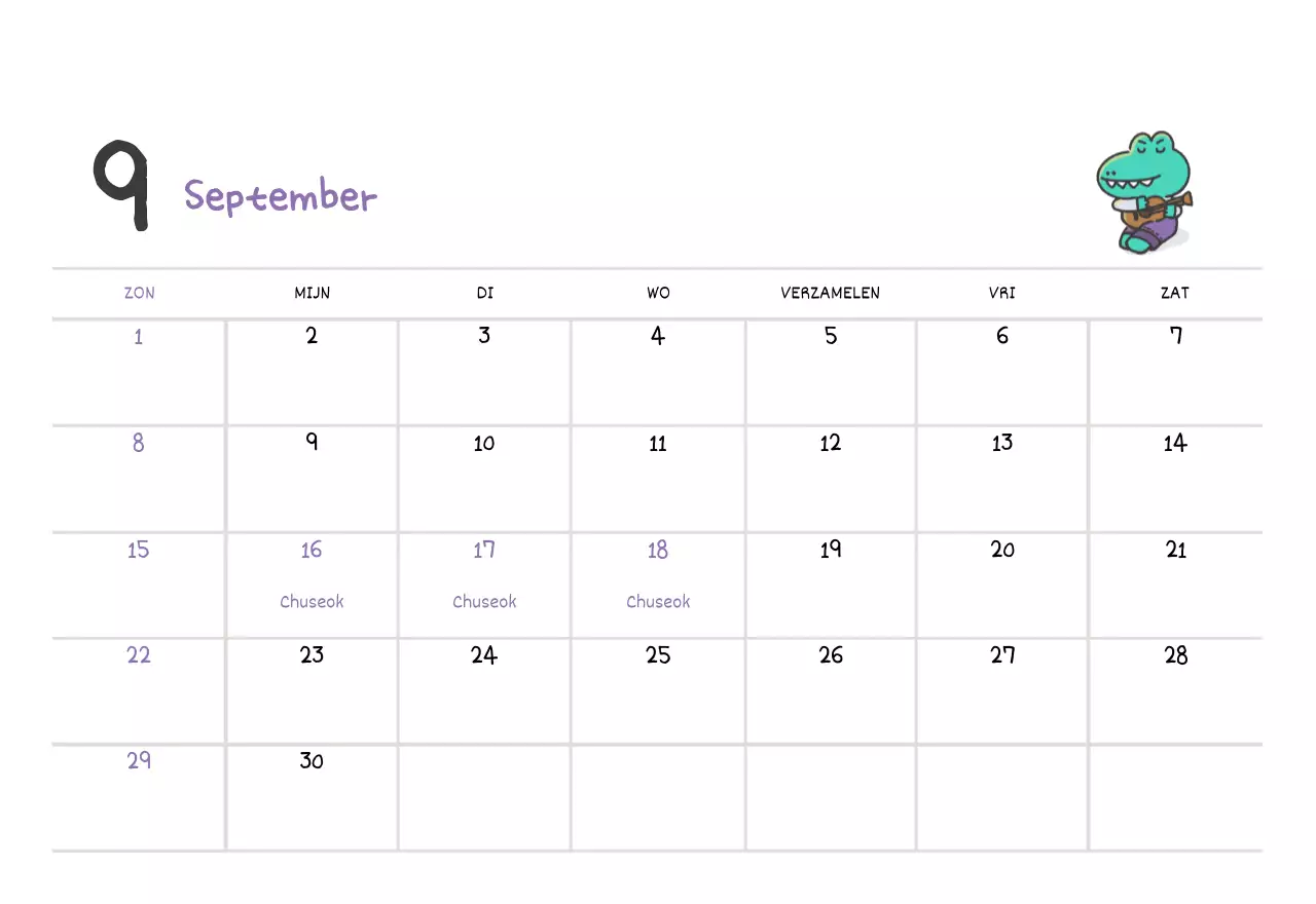 Een kalender met een schattig Argo-illustratieconcept