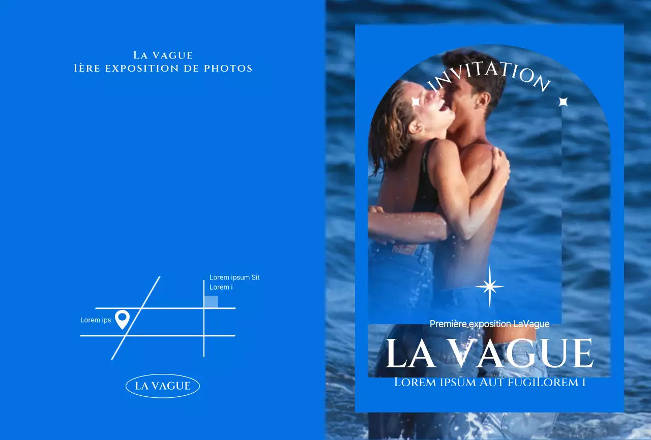 Exposition émotionnelle de photographies de l'océan en bleu