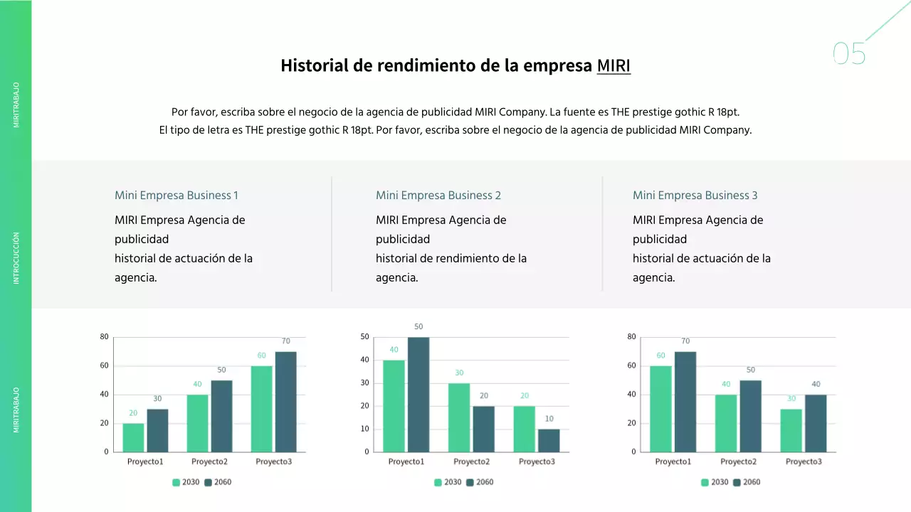 Membrete verde y blanco de agencia de publicidad