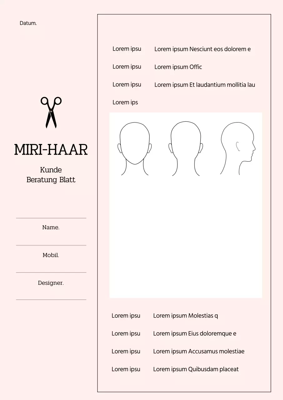 Diagramm zur Kundenberatung beim Friseur in Rosa