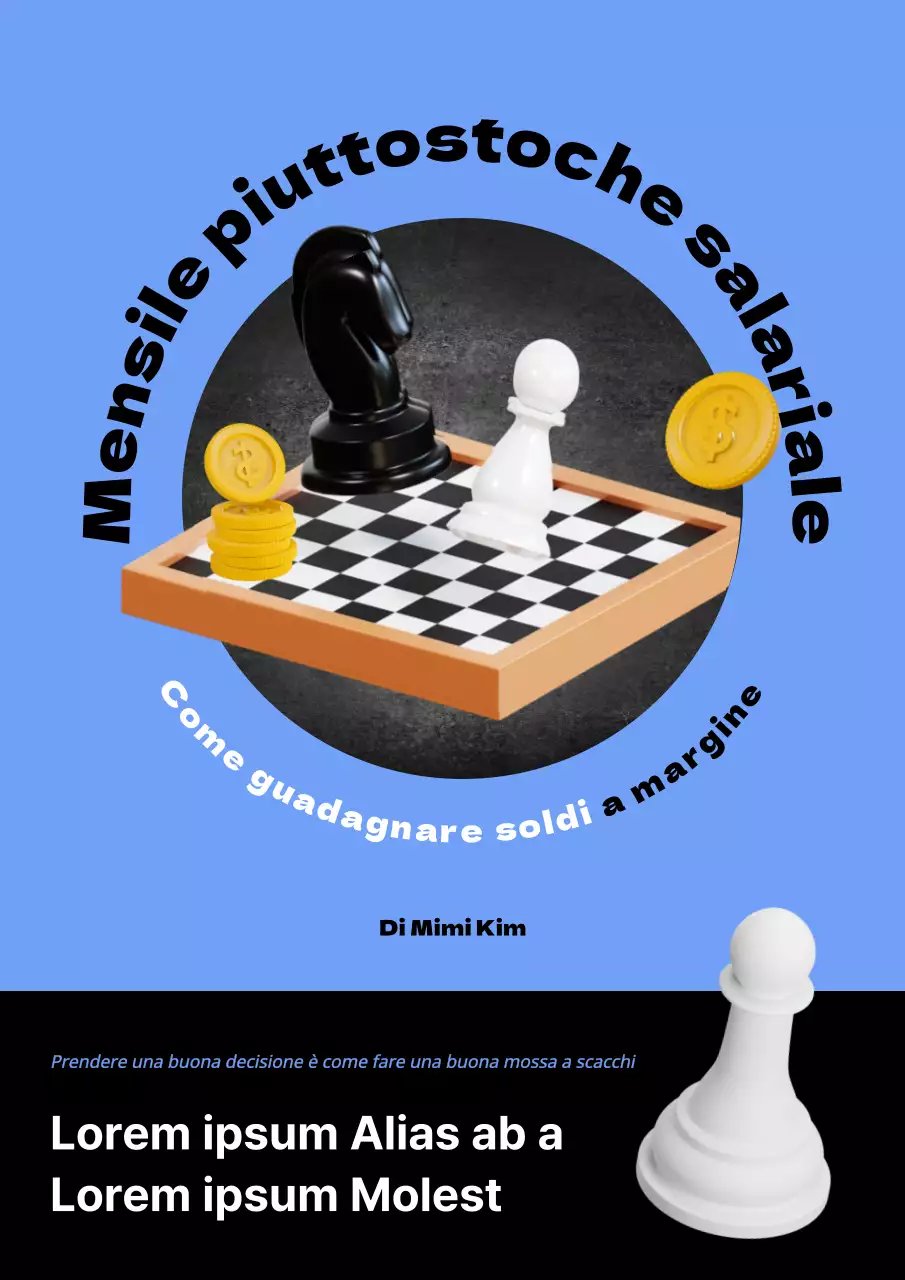 Scacchi con cigni azzurri, neri e bianchi e denaro a lato N-consigli di lavoro Promozione dell'autosviluppo