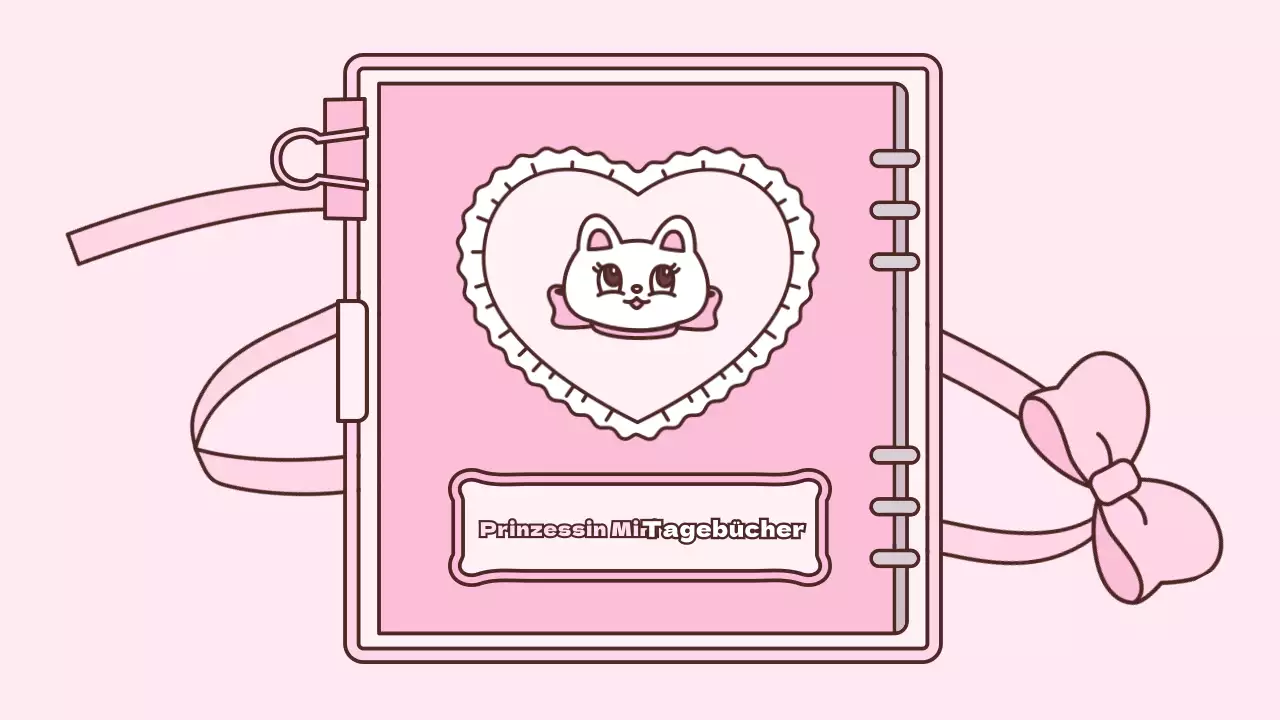 Niedliches Tagebuch-Konzept-Präsentationskit in Rosa