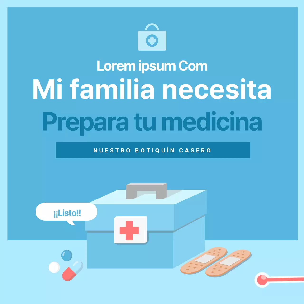 Tarjeta de primeros auxilios en azul claroNoticias Diseño
