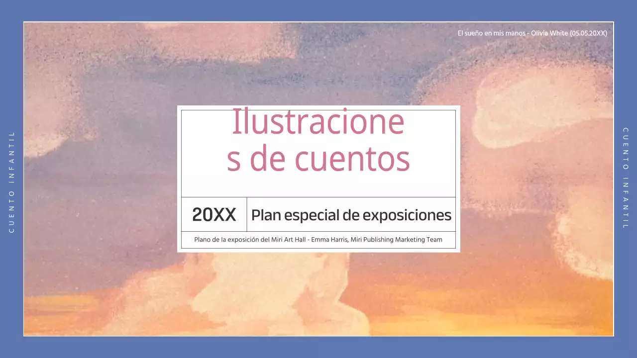 Negro y azul simple ilustrador de cuentos de hadas folleto de la exposición especial