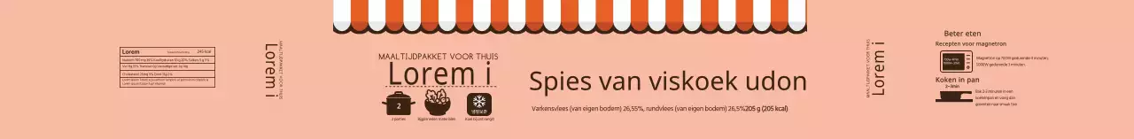 Roze geïllustreerde spies udon label