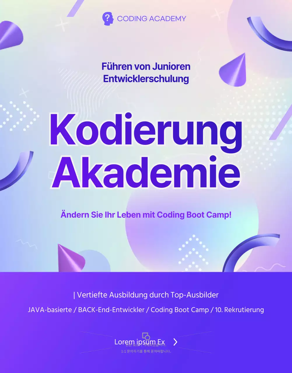 Coding Academy Schulung in Lila und Schwarz