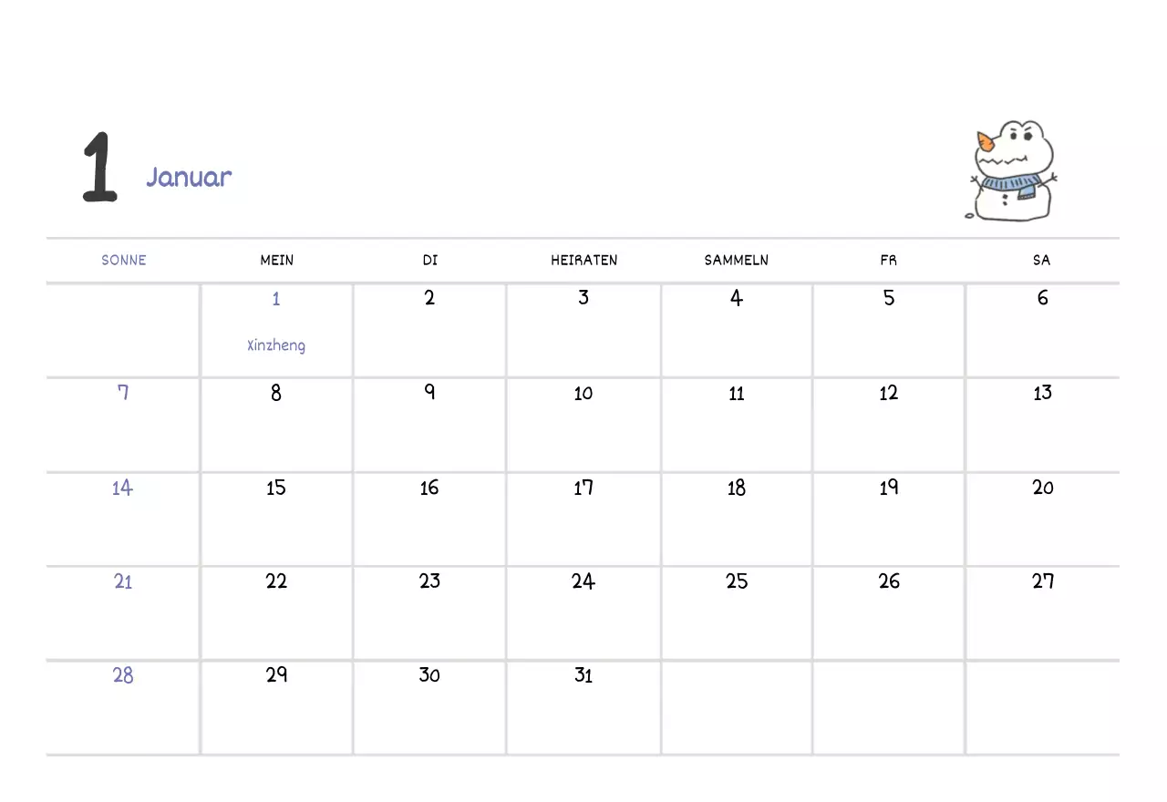 Ein Kalender mit einem niedlichen Argo-Illustrationskonzept