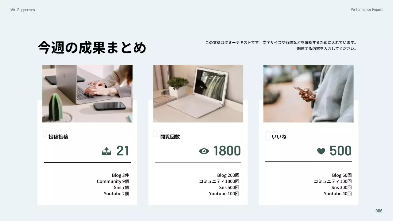 青 モダン ビジネス 報告書 プレゼンテーション