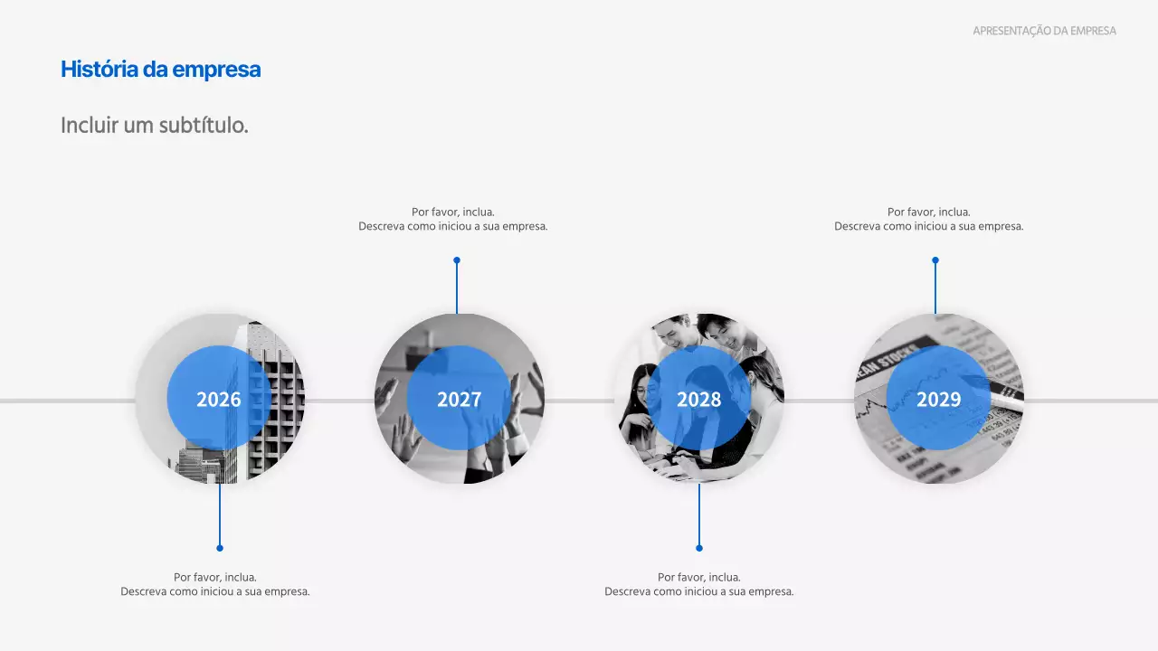 Gráfico de cronologia simples a azul
