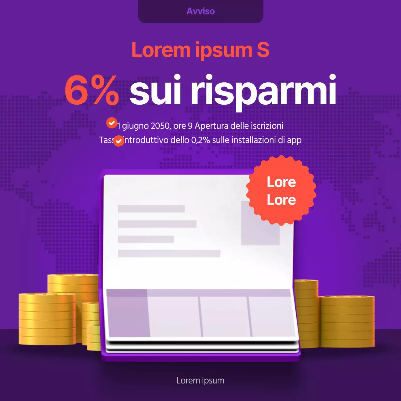 Informazioni sull'aumento dei tassi in viola e rosso