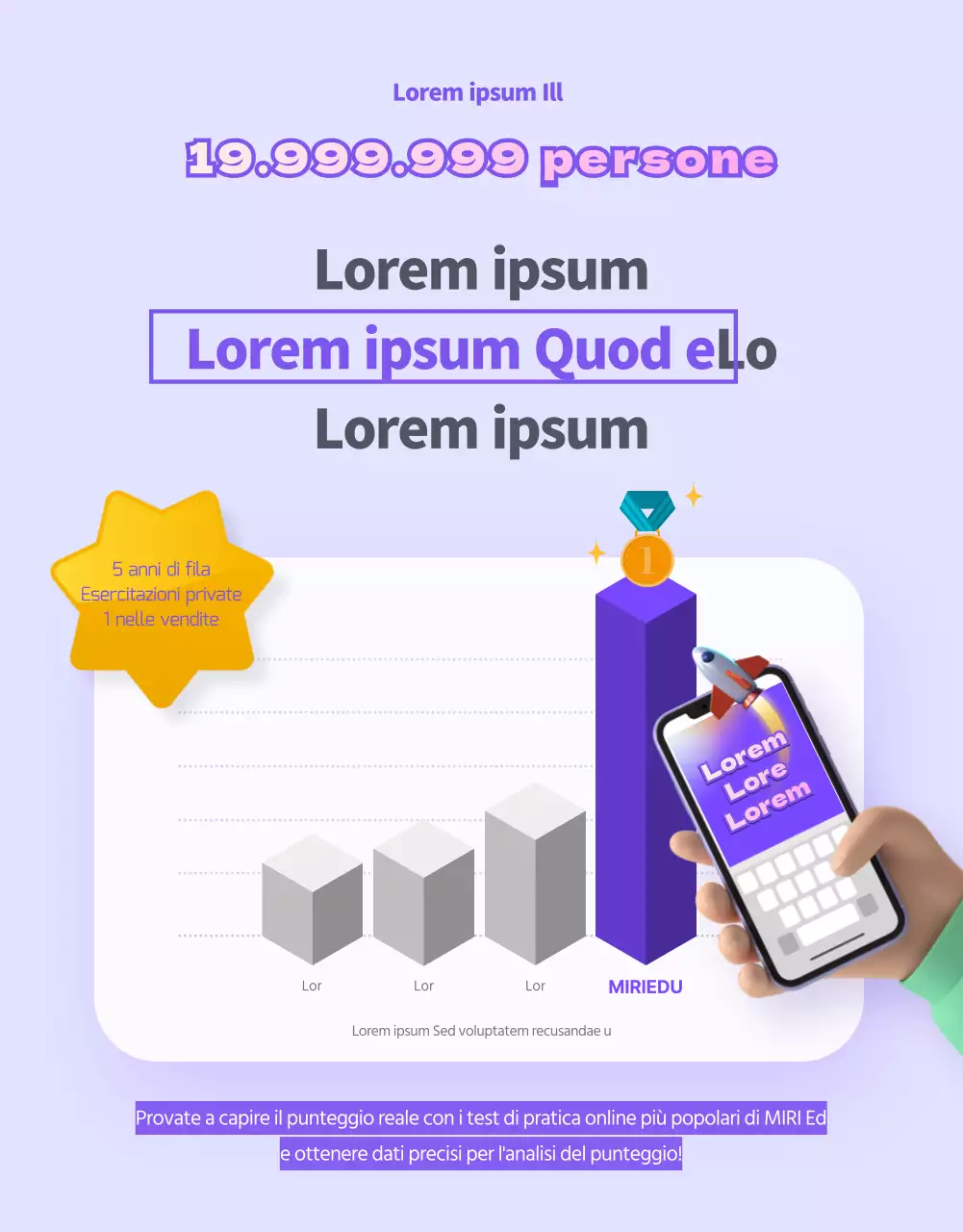 Acquista il test pratico online con il concetto di spazio viola