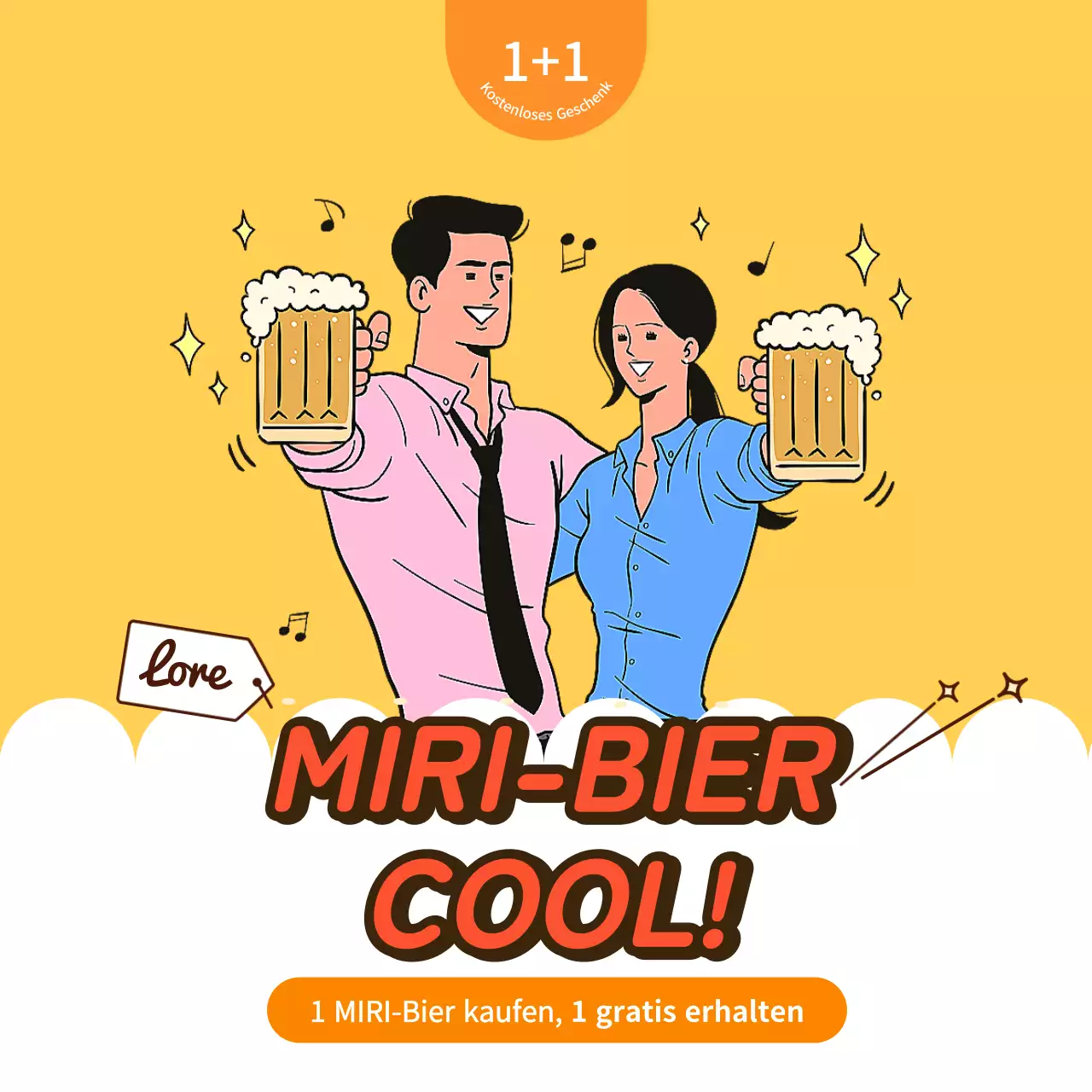 Bierveranstaltungen mit Illustrationen auf gelbem Hintergrund