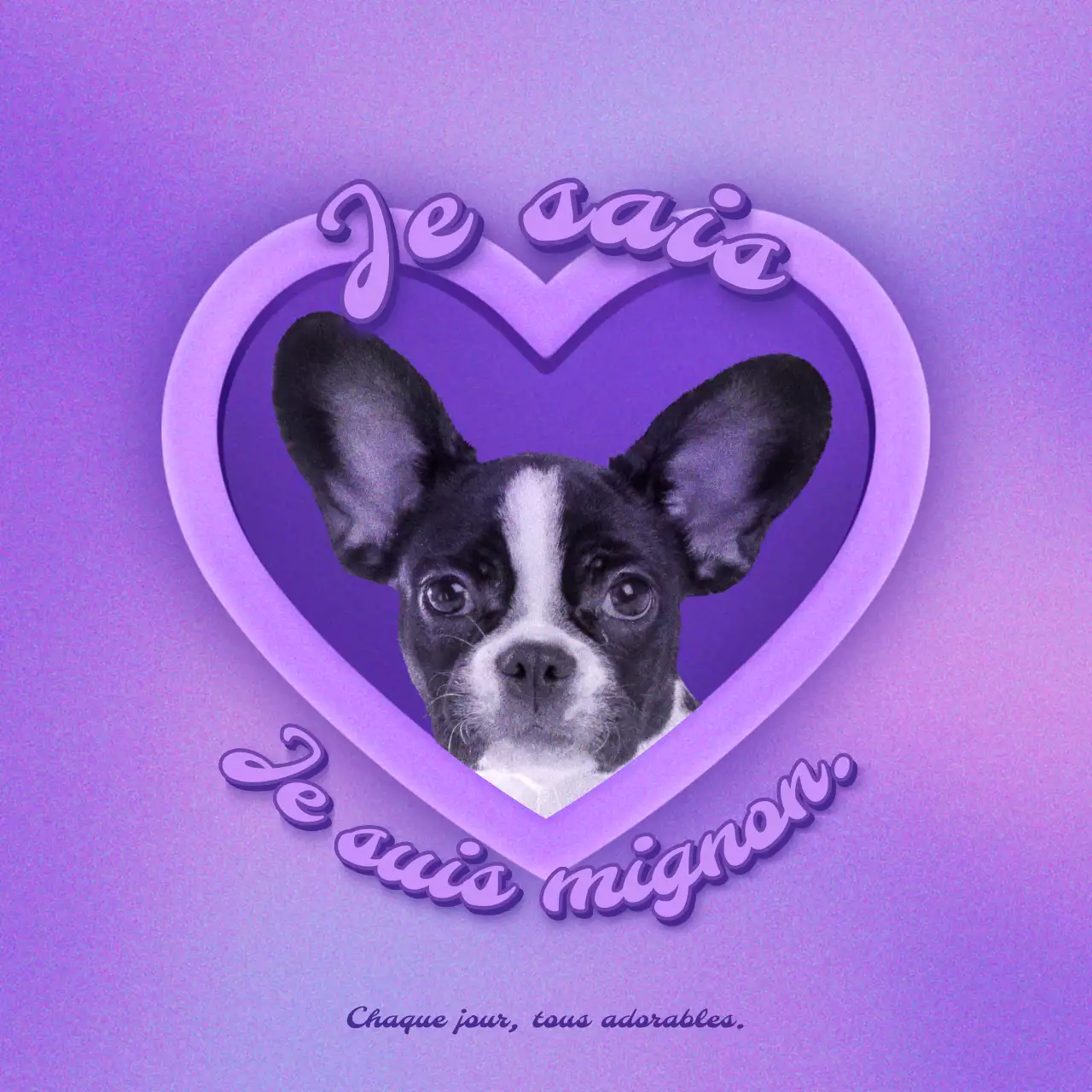 Ensemble de concepts Y2K Kitsch avec cadre en forme de cœur, violet et bleu