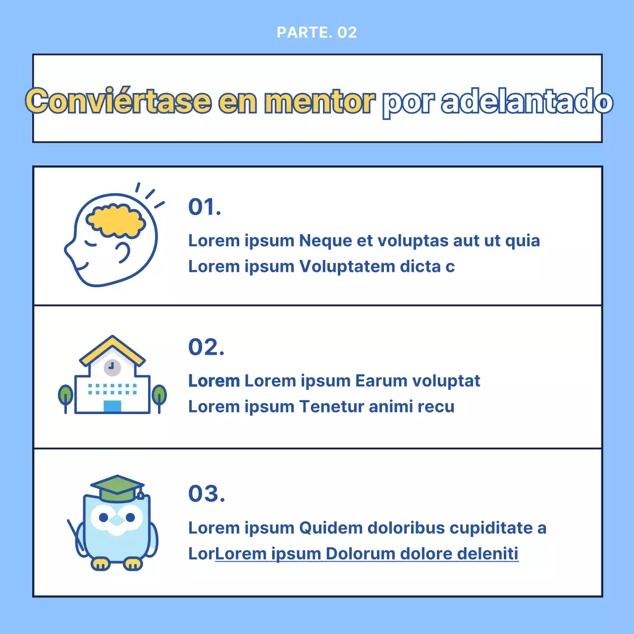 Azul claro y amarillo centro moderno de itinerarios juveniles contratación de mentores