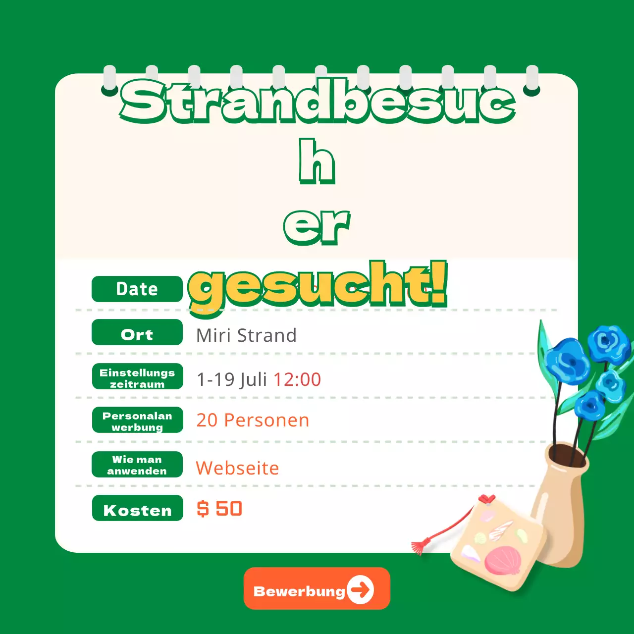 Green Orange Beachcombing CardNews