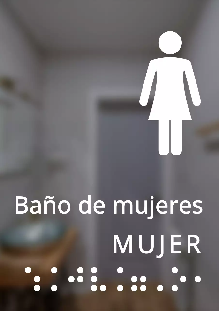 Señalización de aseos femeninos en braille con un estilo limpio