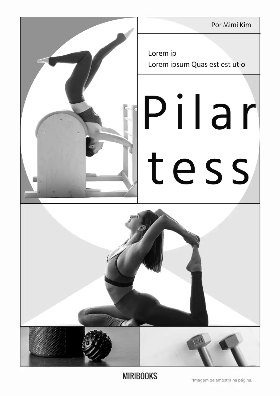Capa moderna do livro de introdução ao Pilates a preto e branco