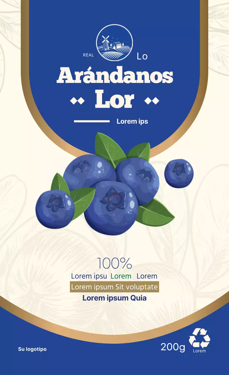 Etiquetas de lujo con gemas de arándanos azules