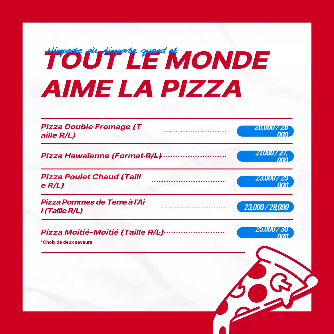 Le concept de la pizza en damier rouge est un concept de marque de pizza.