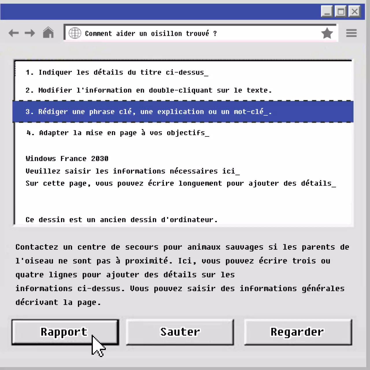 Le vieux bébé oiseau bleu et gris de l'ordinateur CardNews