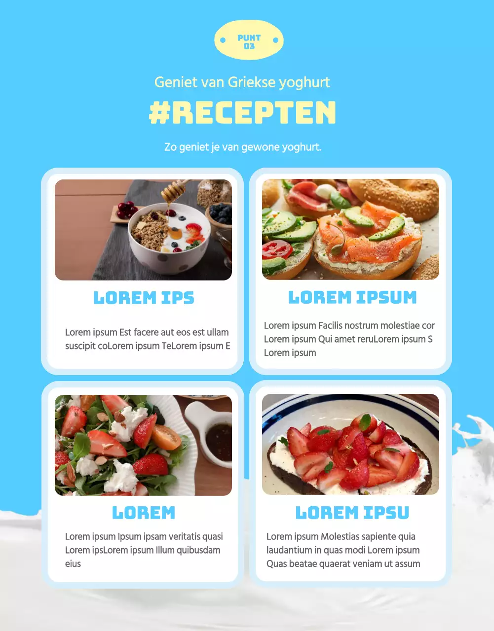 Yoghurt informatie in schattige pastel illustraties