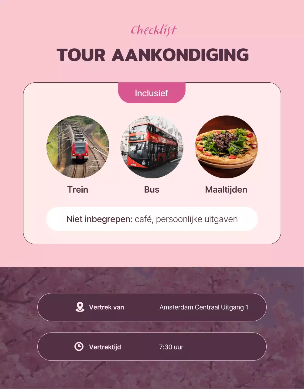 Mooie kersenbloesemillustraties in pastelroze om de reis te promoten