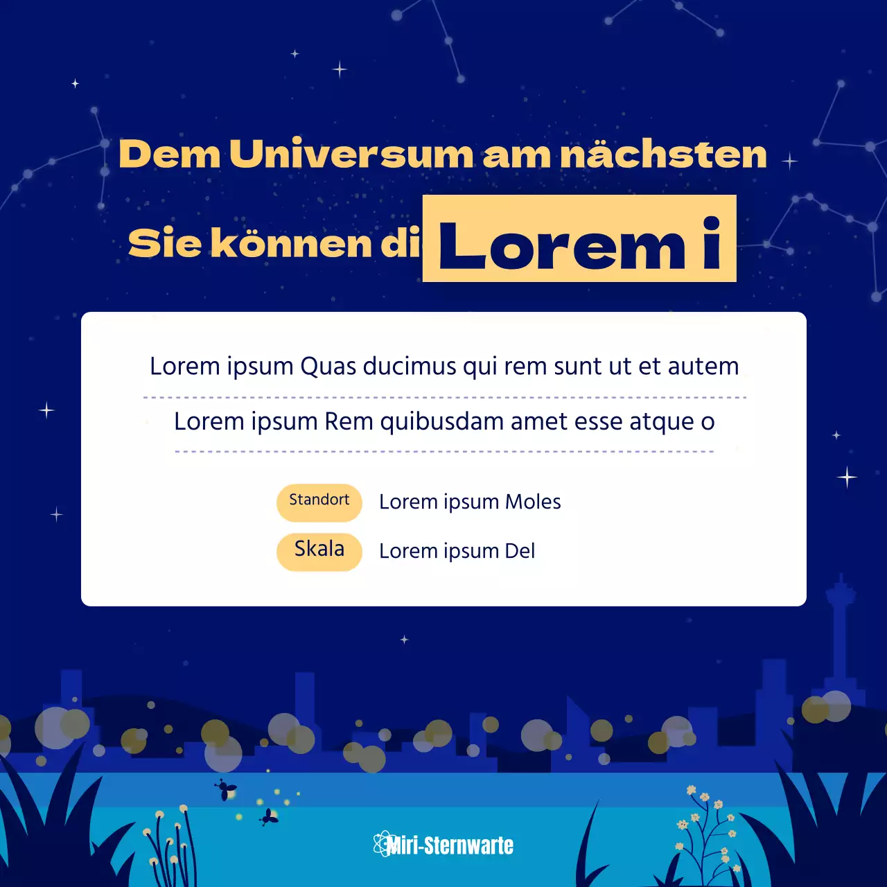 Illustriertes Sommerhoroskop in blau und gelb CardNews