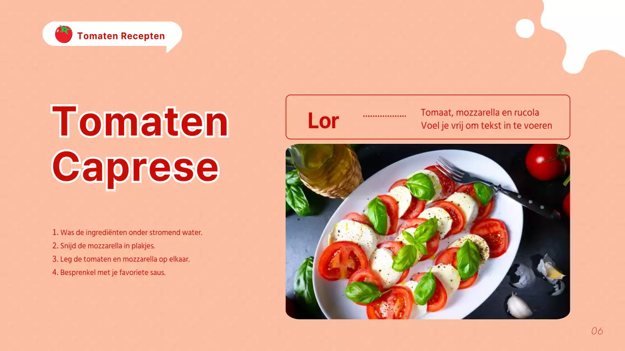 Kitscherige rode en oranje tomaten uitgelegd