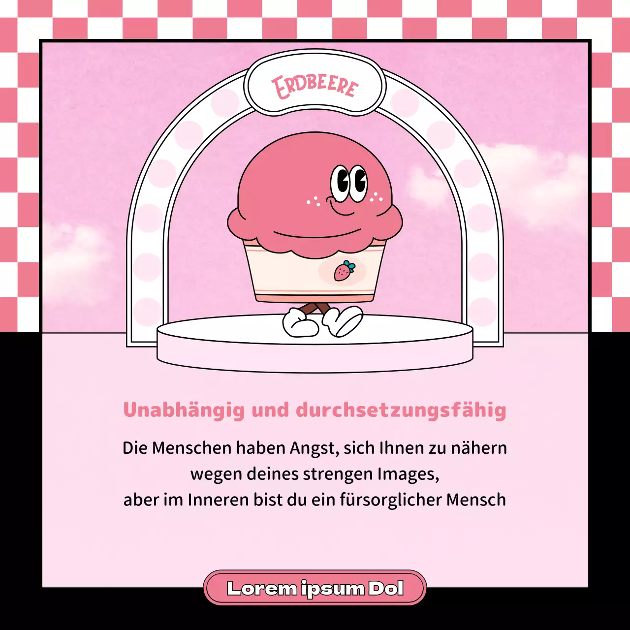 Nette Retro-Charakter Illustration Stil Eis Zeichen in rosa Minze Schokolade Farbe