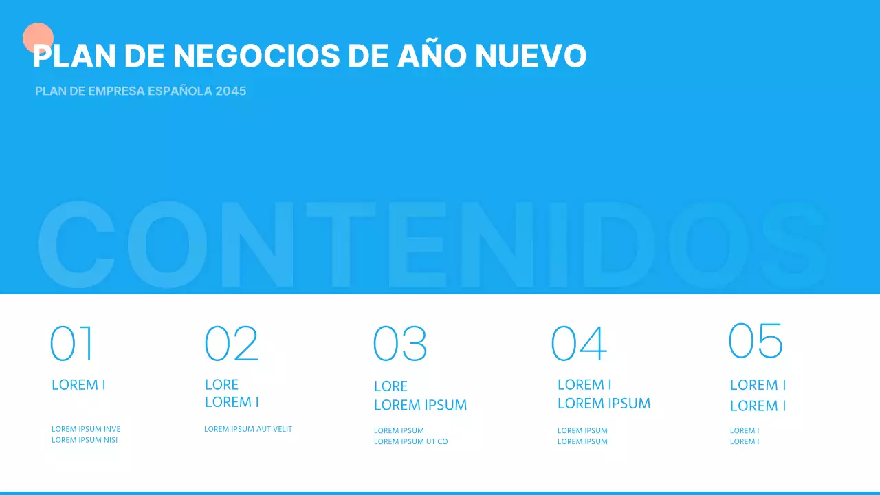 Presentación sencilla del plan de empresa de Año Nuevo en azul claro
