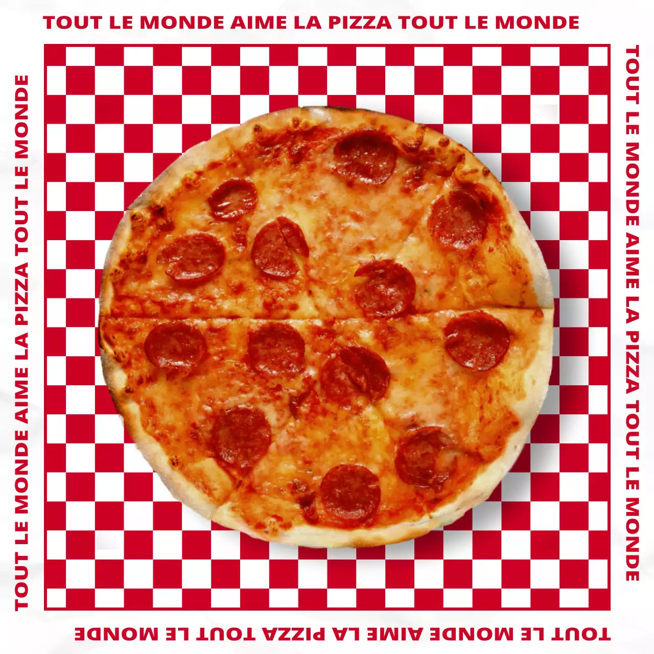 Le concept de la pizza en damier rouge est un concept de marque de pizza.