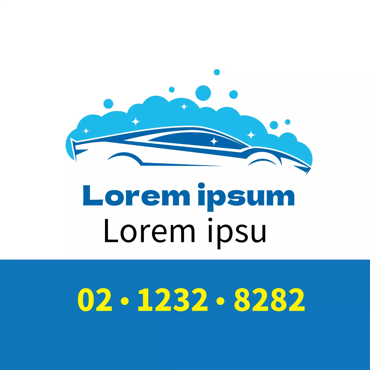 Ilustración azul Promoción de un lavado de coches limpio en un centro de automoción