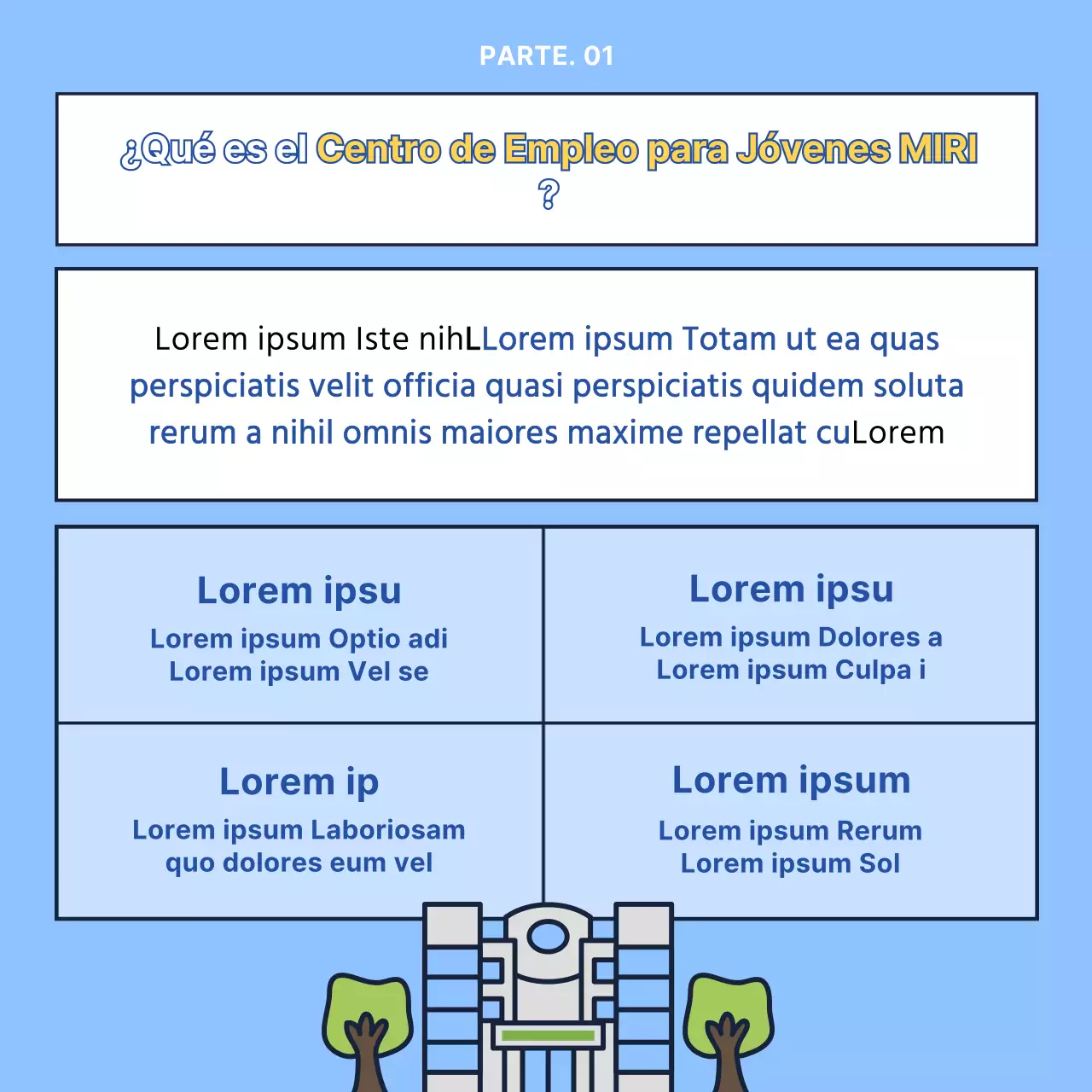 Azul claro y amarillo centro moderno de itinerarios juveniles contratación de mentores