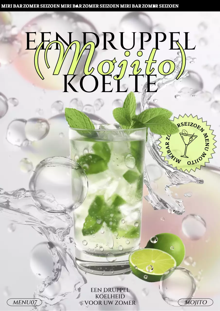 Promoot mojito's met een trendy wit en chartreuse kleurenschema