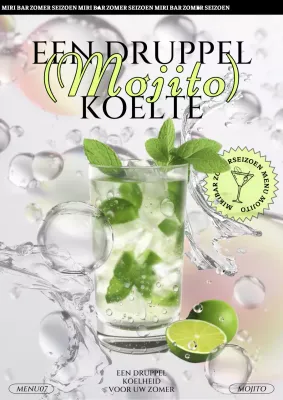 Promoot mojito's met een trendy wit en chartreuse kleurenschema